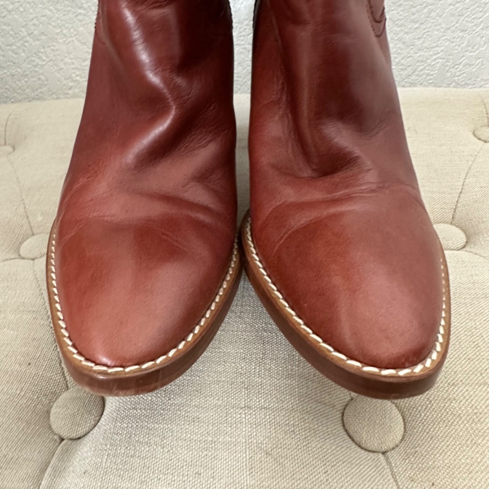 Zara genuine leather cognac tall Boots - Picture 10 of 12